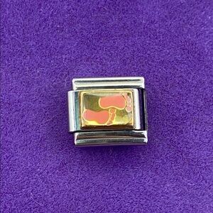 💛 Y2K Cass D’oro 18k Gold & Stainless Steel Pink Baby Feet Link Charm